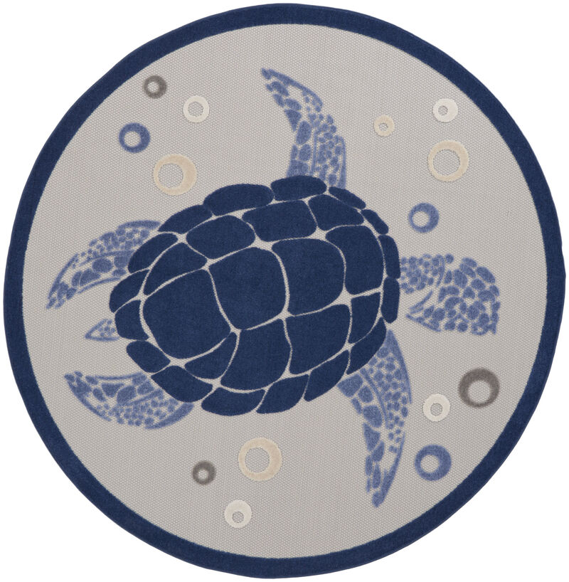 HomeRoots Round Sea Turtle Indoor Outdoor Area Rug image number 2