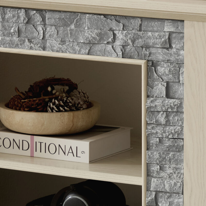 GOODSILO 58" Modern TV Stand with 2-Door Storage, Faux Stone Media Console Cabinet image number 7