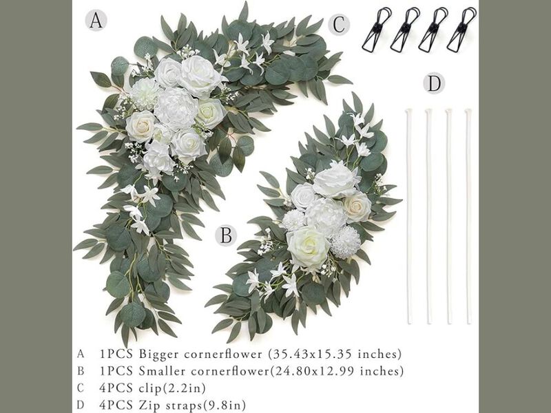 White Artificial Flowers Wedding Centerpiece Decor Flower Swag image number 2