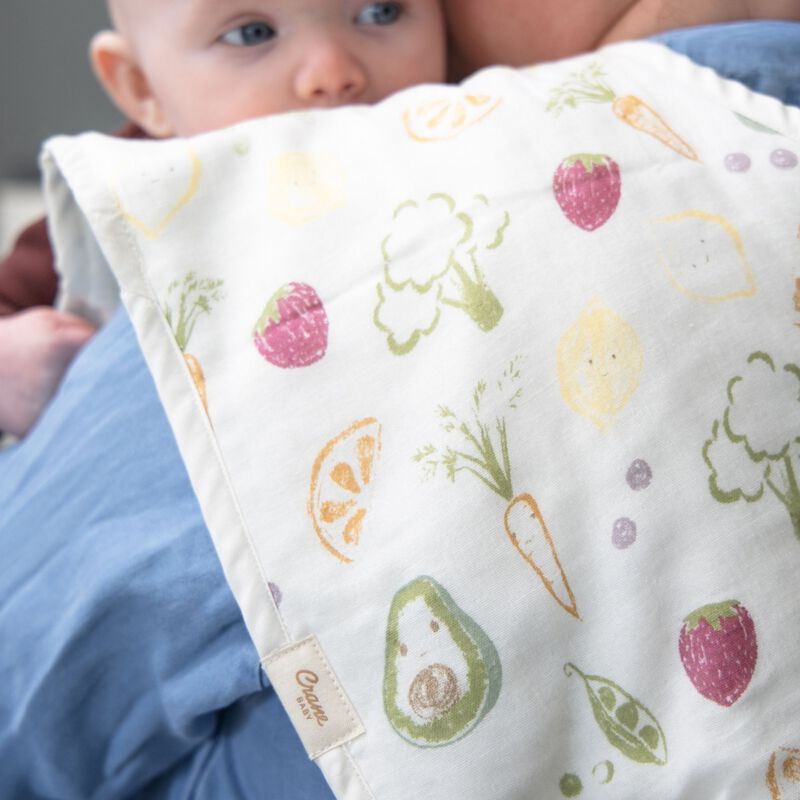 Clementine Fruits & Veggies Cotton Burp Cloth Set image number 5