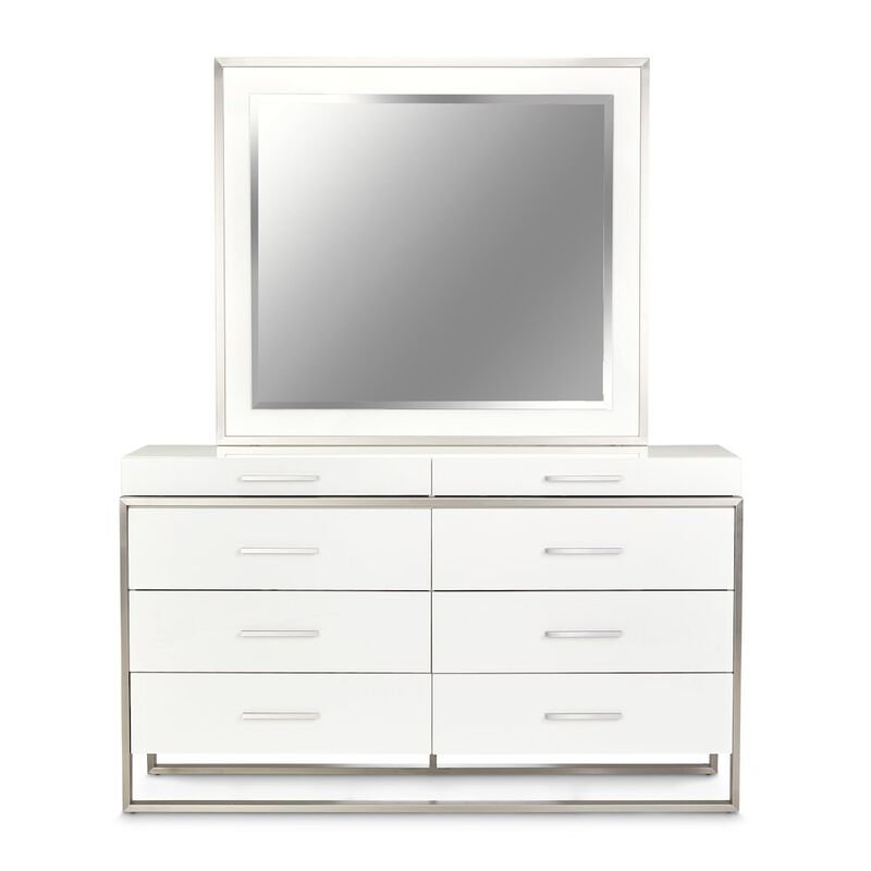 Michael Amini Marquee Dresser with Mirror - Cloud White