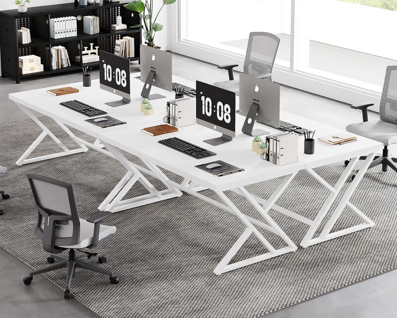 Top True Wood Computer Desk, Modern Writing Desk with Metal Legs for Home Office image number 4