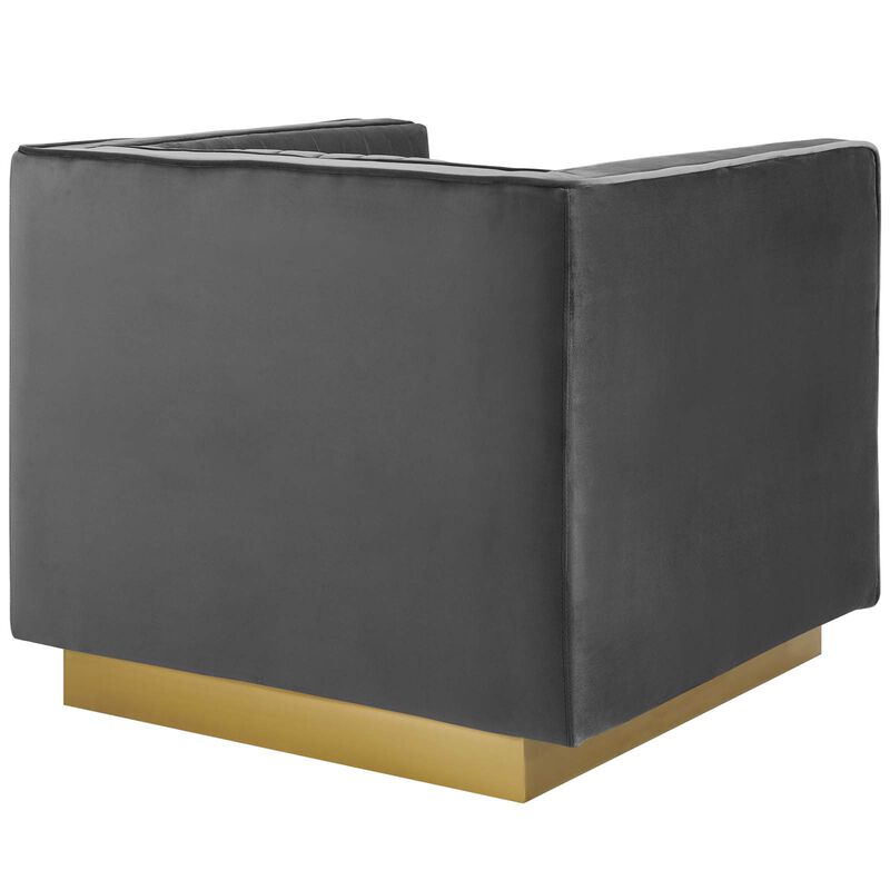 Sanguine Vertical Channel Tufted Upholstered Performance Velvet Armchair Set of 2 image number 3