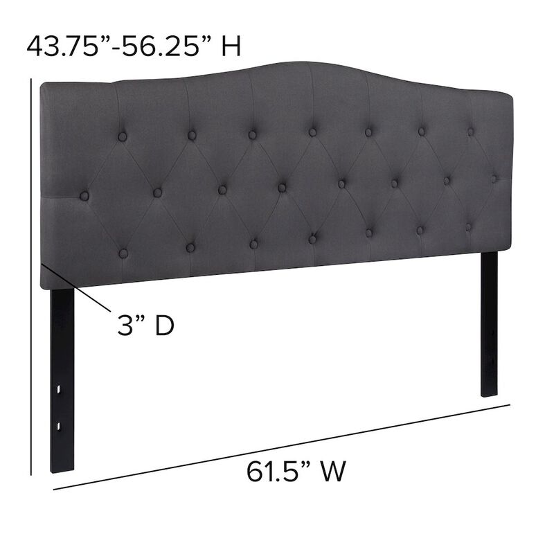 Flash Furniture Tufted Upholstered Queen Size Headboard in Dark Gray Fabric image number 3
