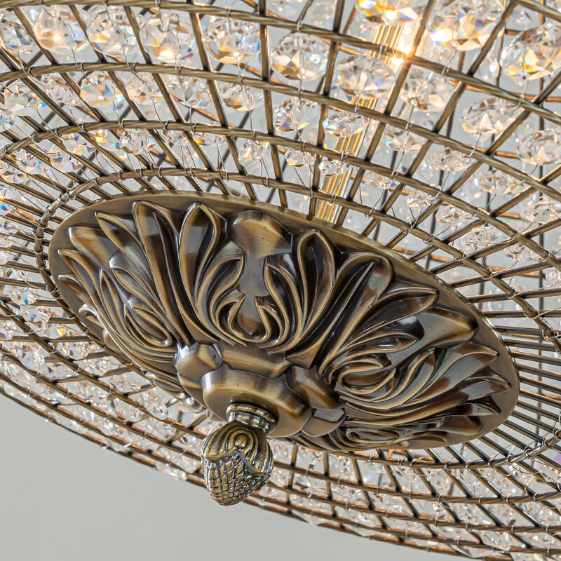 24'' Wide 6-Light Retro French Handcrafted Bird Cage Crystal Chandelier in Antique Bronze With Vintage Patina Dimmable for Dining Room or Bedroom image number 4