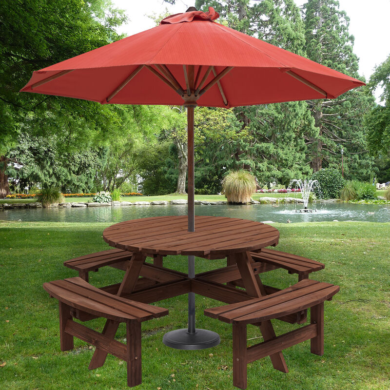 Gwogfa 8 Person Wooden Picnic Table image number 1