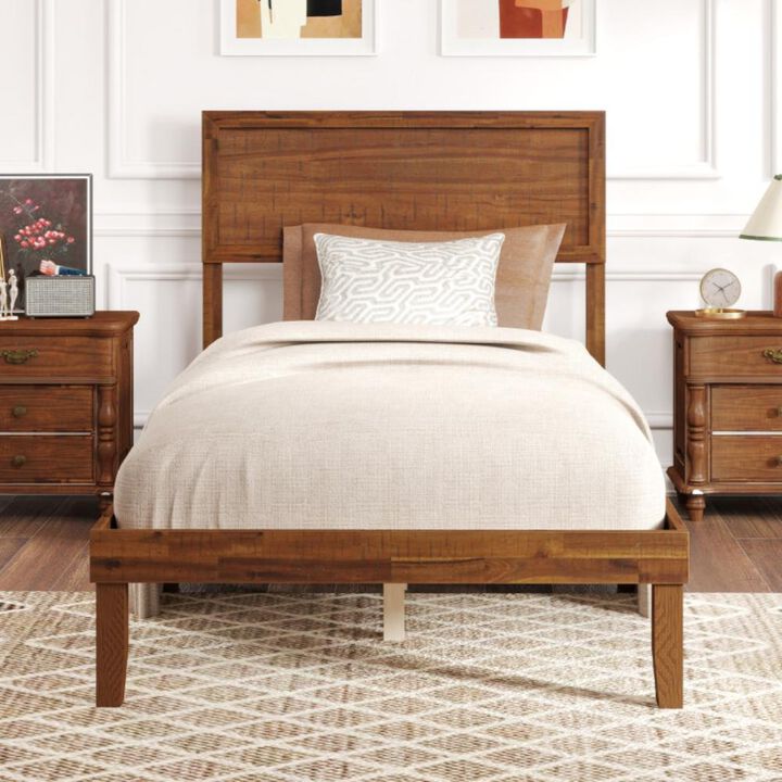 Hivvago Bed Frame with Headboard and Wooden Slats Support