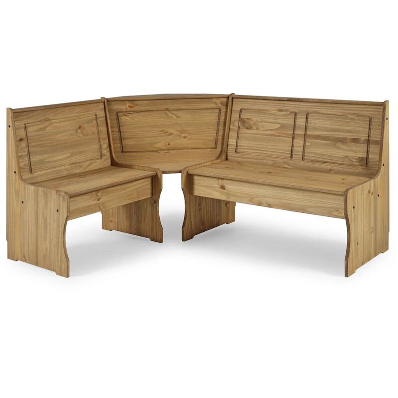 OS Home and Office Furniture Solid Pine Corner Dining Booth in Corona Brown