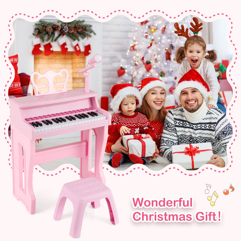 37 Key Children&rsquo;s Piano Keyboard with Microphone and Removable Music Stand image number 6
