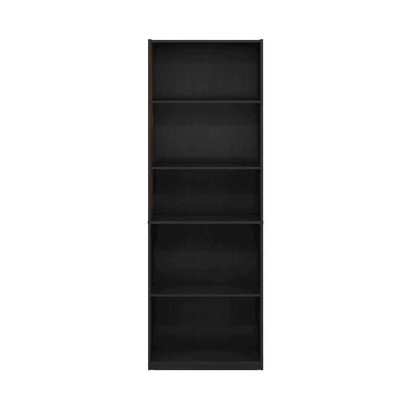 Gehry 5-Tier Bookcase, Bookshelf with Adjustable Shelves, Blackwood