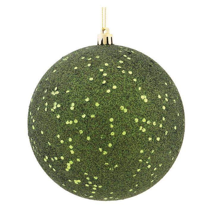 Vickerman 485026-6 Moss Green Sequin Ball Christmas Tree Ornament (4 pack) (N591564DQ)