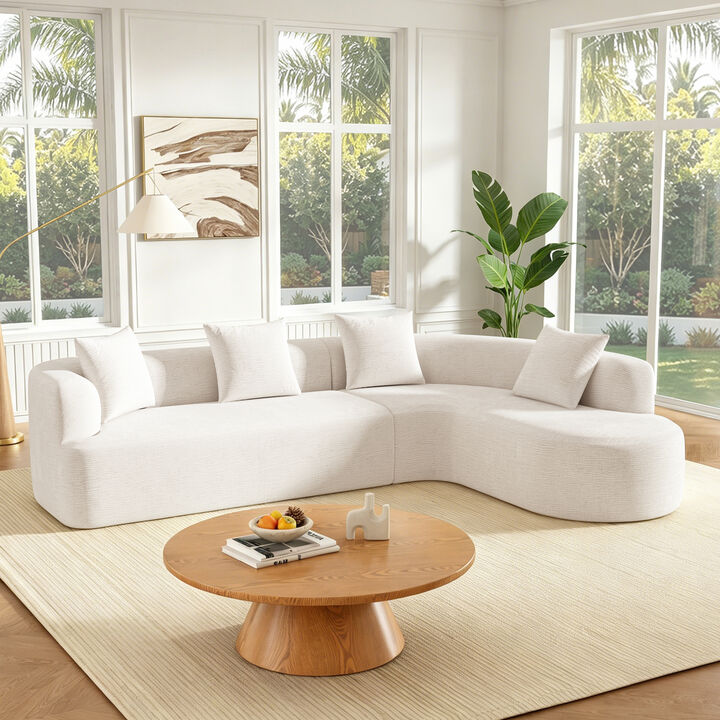 Merax Oversized Curved Sectional with Wraparound Backrest, High-Resilience & Memory Foam Layers