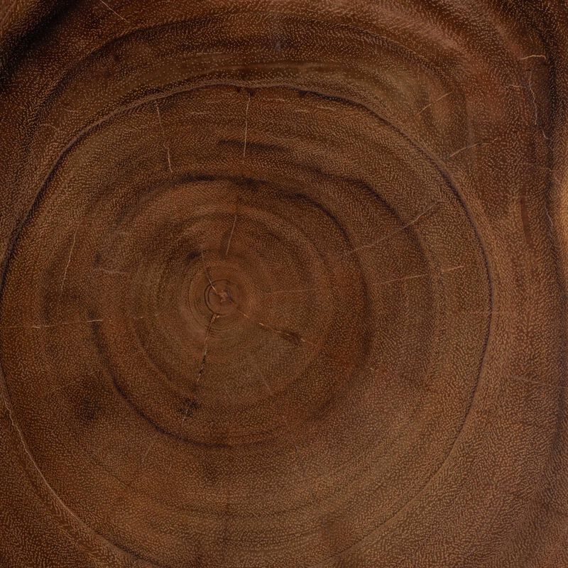 bali & pari Rapha Hand-carved Suar Wood Side Table with Shelf &ndash; Sculptural Accent Table with Twist Design, Modern Boho Style for Living Room or Bedroom