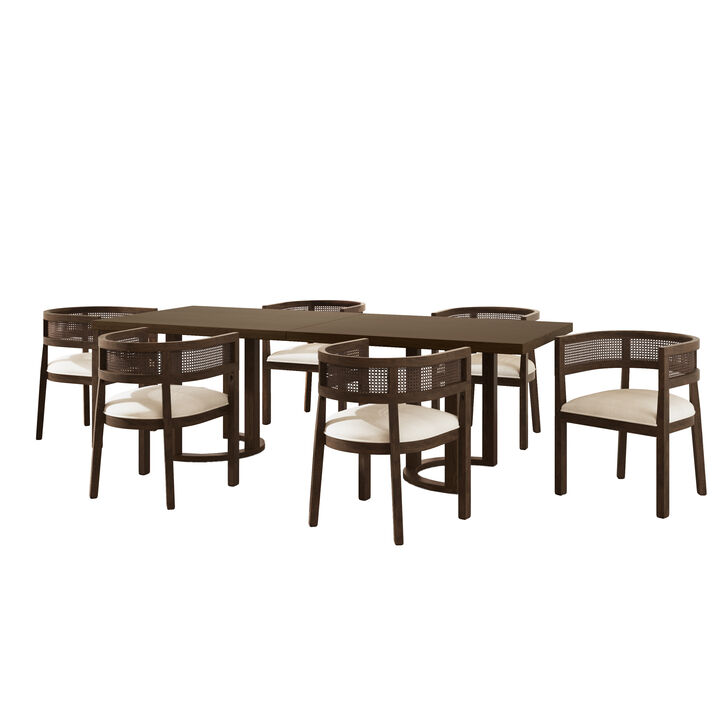 Christopher Knight Home Melina 7 Piece Cane and Rubberwood Upholstered Dining Set