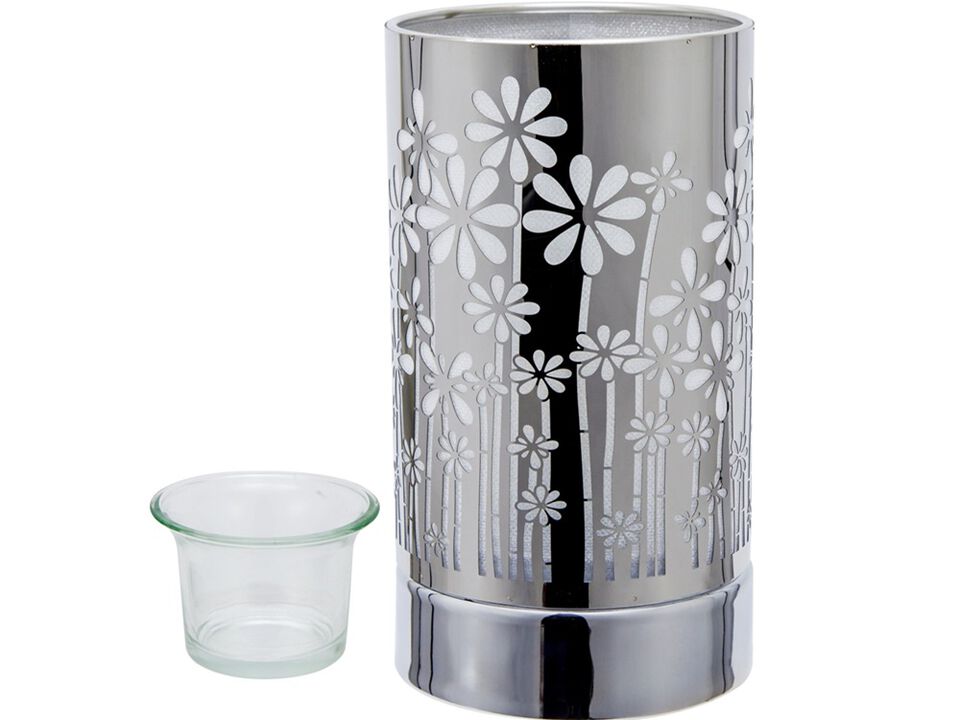 7" Touch lamp/Oil burner/Wax warmer - Silver Garden