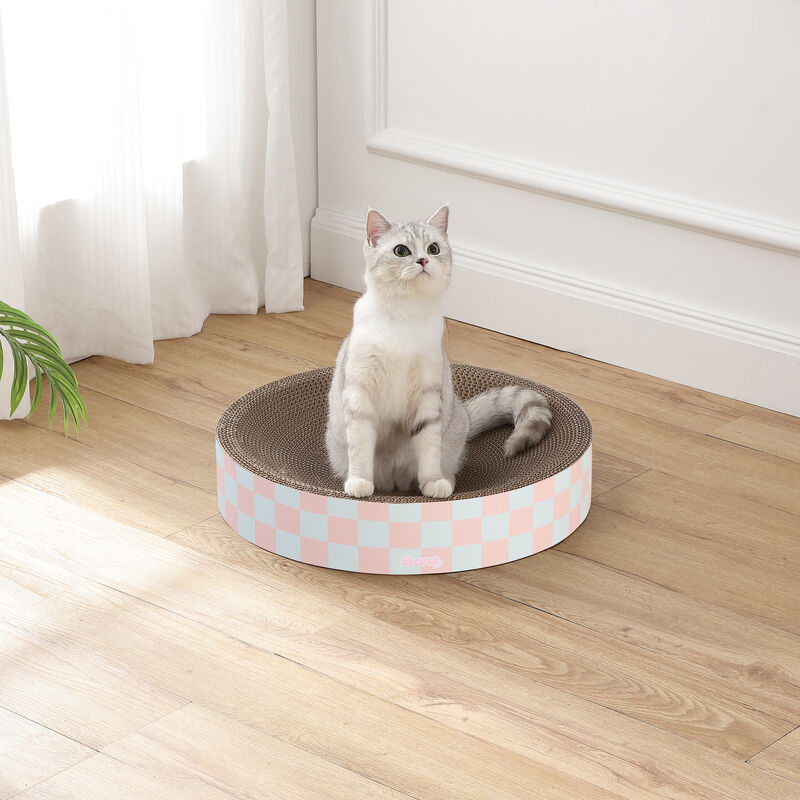 Nelson Modern Cardboard Round Bowl Cat Scratcher with Catnip