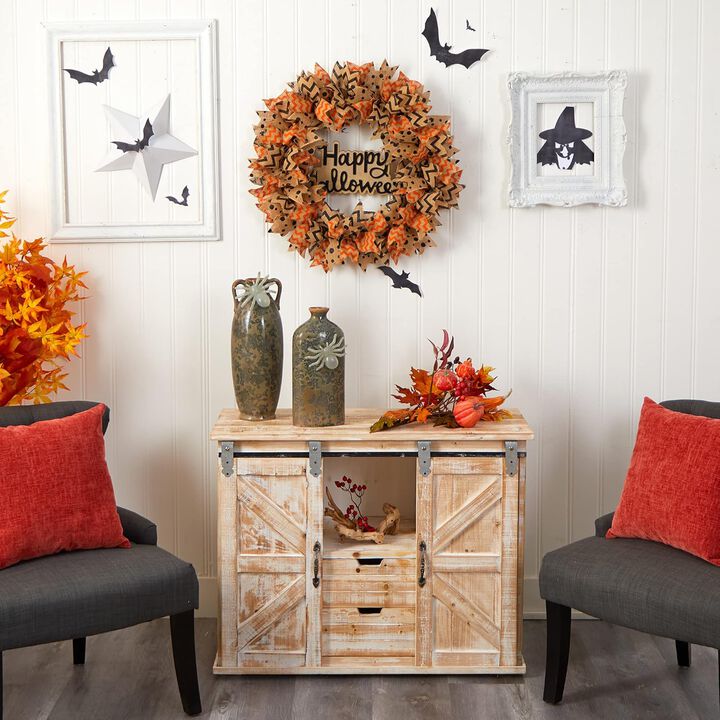 Hivvago 30" Halloween Burlap Ribbon Wreath