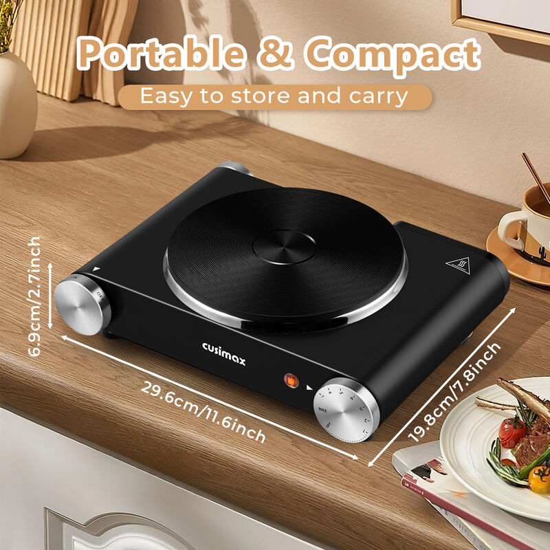 Cusimax Electric Hot Plate For Cooking,1500W Stainless Steel Single Burner With Temperature Control, for All Cookware image number 2