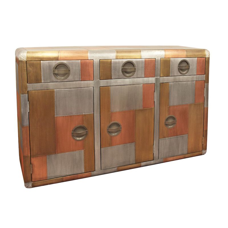 Mar Vista 3-Drawer 3-Door Sideboard in Tri-Tone Metal