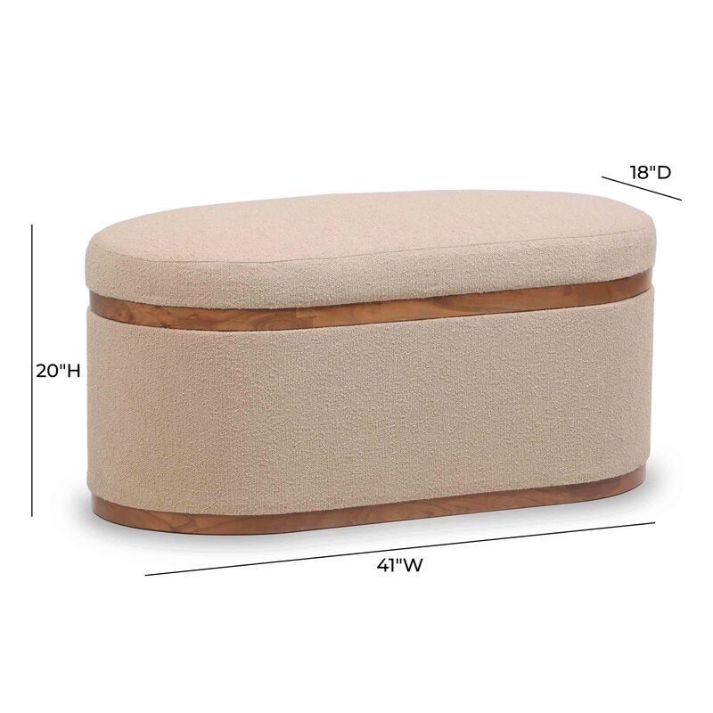 Olivier Peach Boucle Oval Storage Ottoman