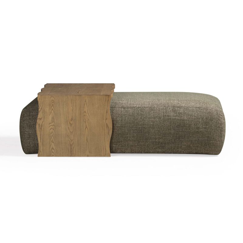 Tov Furniture Spencer Performance Basketweave Ottoman with Bridge Table (Green) image number 3