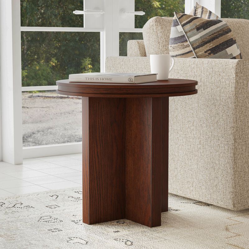 Waterfall Brown Round End Table