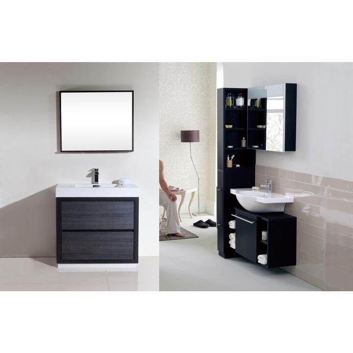 Kubebath Bliss 36 Gray Oak Free Standing Modern Bathroom Vanity