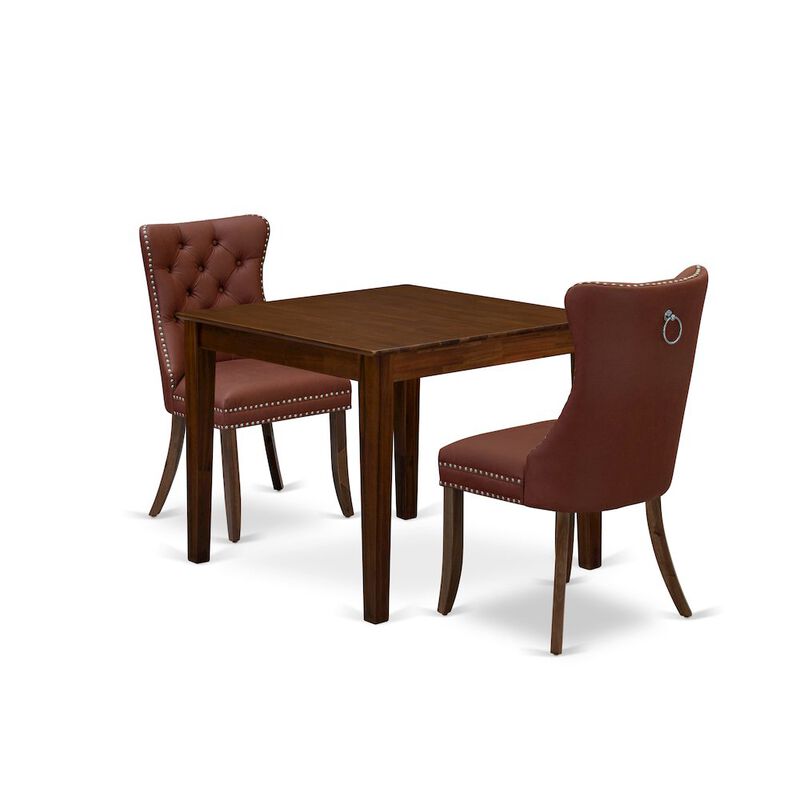 3 Piece Dining Room Furniture Set Contains a Square Kitchen Table