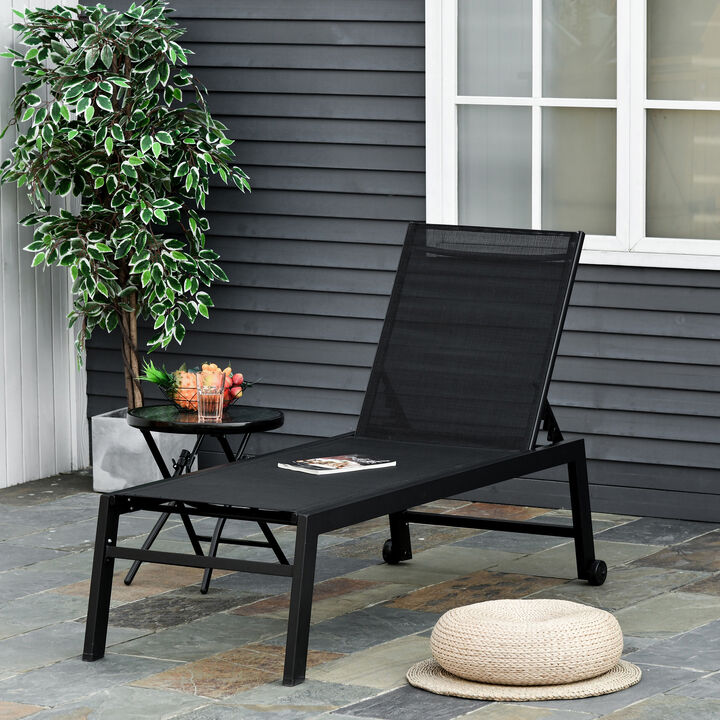 Hivvago Outdoor Chaise Lounge Recliner with Wheels