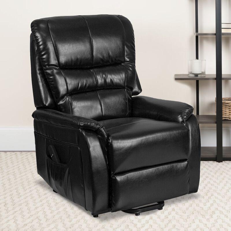 Flash Furniture Black Leather Soft Remote Powered Lift Recliner for Elderly