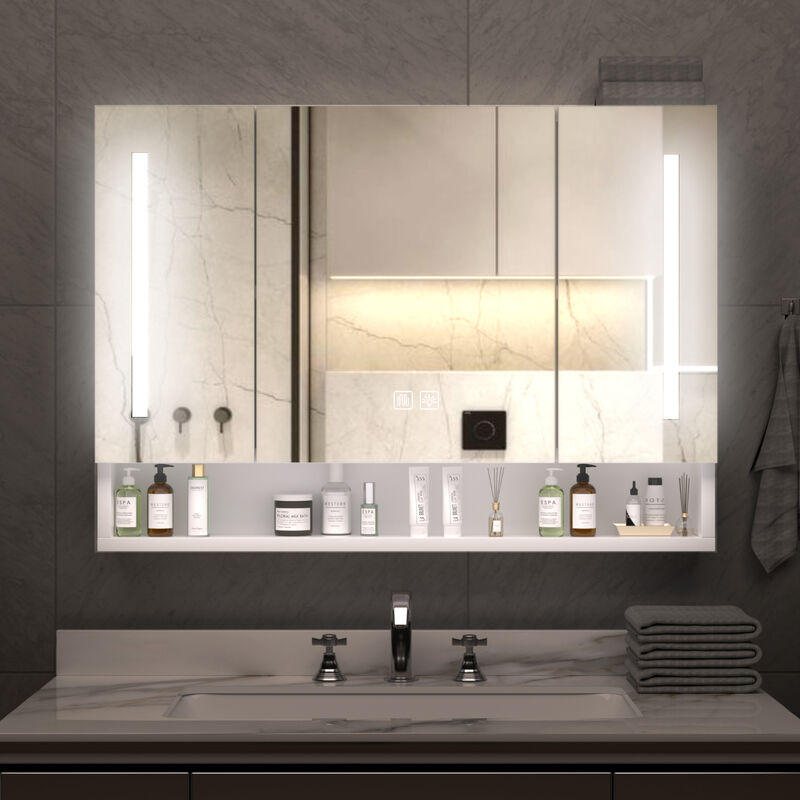 ELEMENT ACE Modern Aluminum Bathroom Medicine Cabinet with LED Lighting and Defogging Mirror for Enhanced Storage and Functionality image number 3