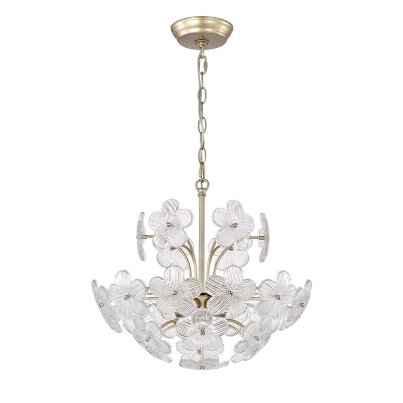 Fabiola Modern Brushed Silver-ish Champagne 6-Light 17.7" Glam Clear Glass Flower Chandelier image number 0