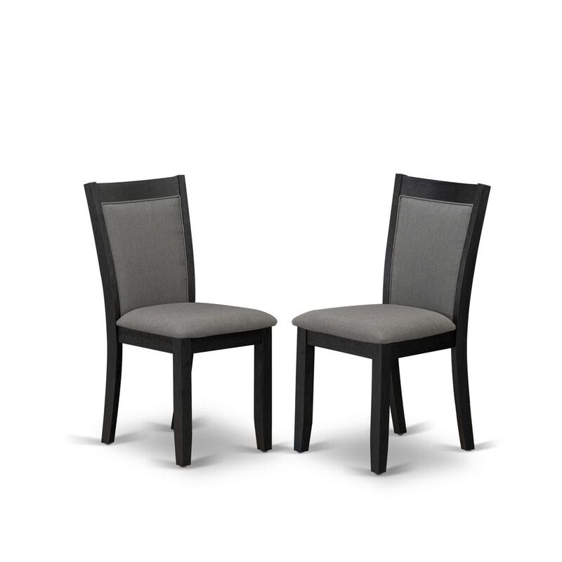 East West Furniture MZC6T50 Modern Dining Chairs - Dark Gotham Grey Linen Fabric Seat and High Chair Back - Wire Brushed Black Finish (SET OF 2)