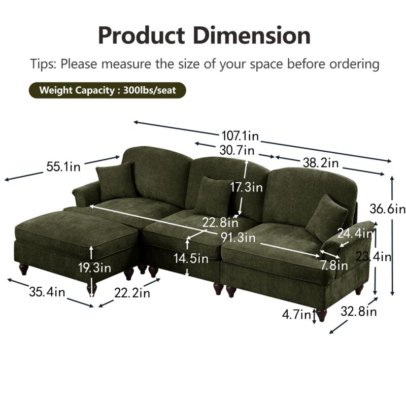Kaxnir Mid-Century Modern L-Shaped Sectional image number 9