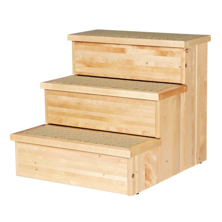 TRIXIE 3-Step Wooden Pet Stairs with Storage & Non-Slip Pads, Natural