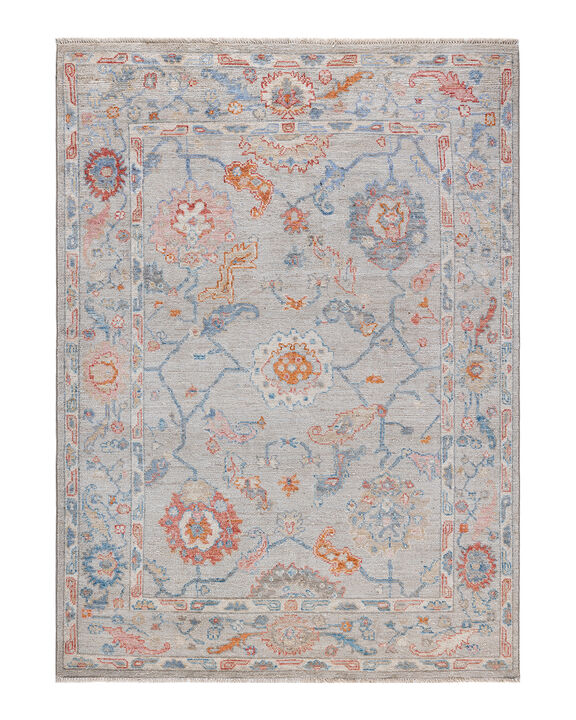 Oushak, One-of-a-Kind Hand-Knotted Area Rug  - Ivory, 4' 11" x 6' 10"