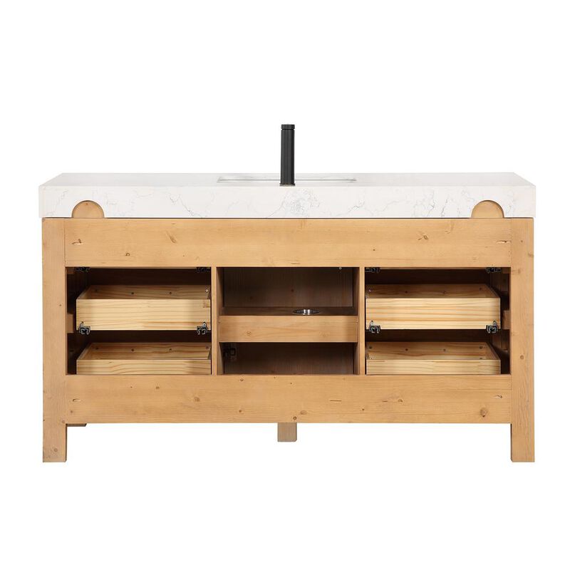 Vinnova Design Free-standing Single Bathroom Vanity with Composite top in Lightning White