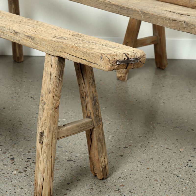 Vintage Solid Wood Entryway Bench in Natural Wood image number 5