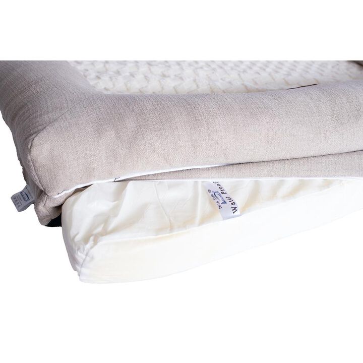 Armarkat Ivory & Beige Medium Bolstered Pet Bed With Memory Foam