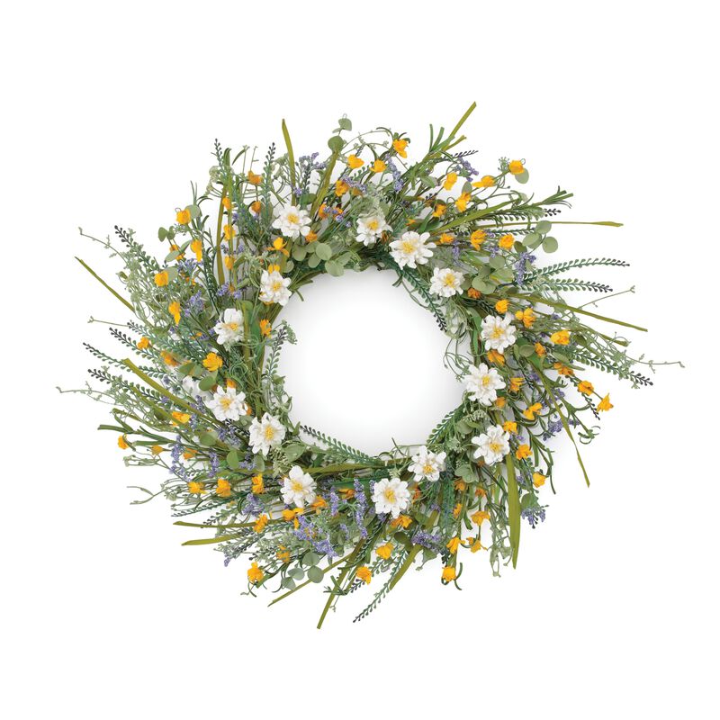 Mixed Daisy and Lavender Wreath for Front Door, Wall, or Seasonal Home Decor
