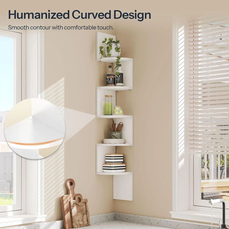 2-Piece Corner Wall Shelf Set for Home Storage and Wall Organization- White image number 5