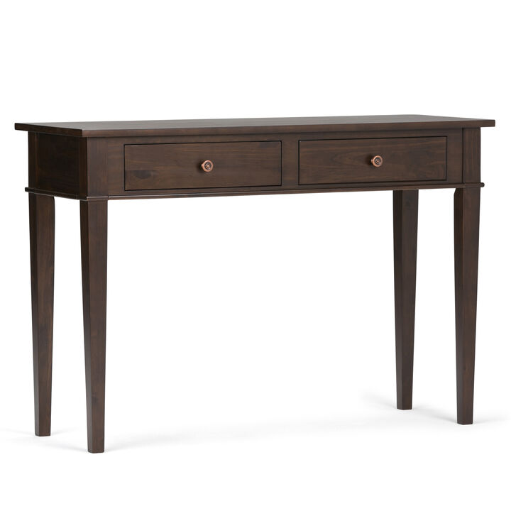 Carlton SOLID WOOD 44 inch Wide Transitional Console Sofa Table in Dark Tobacco Brown