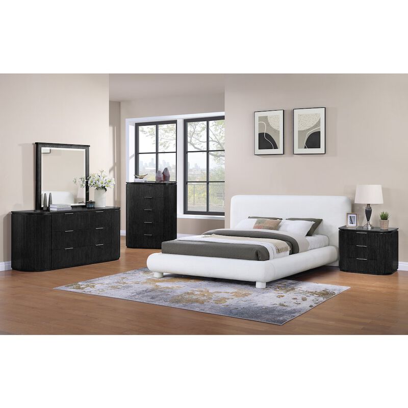 Meridian Furniture Astrid Black Solid Wood And Oak Veneer Dresser