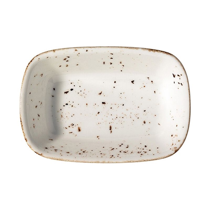 Grain 4.75" x 3.25" x h:1" 4 oz. Rectangular Decorated Porcelain Deep Plate (Set of 2)