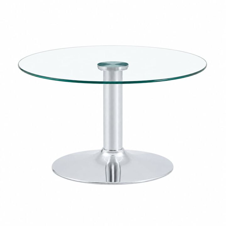 GOODSILO Round Tempered Glass Coffee Table with Sturdy Metal Base Multi-Purpose Side Table for Living Room Balcony Study Small Apartment Friendly Home Furniture