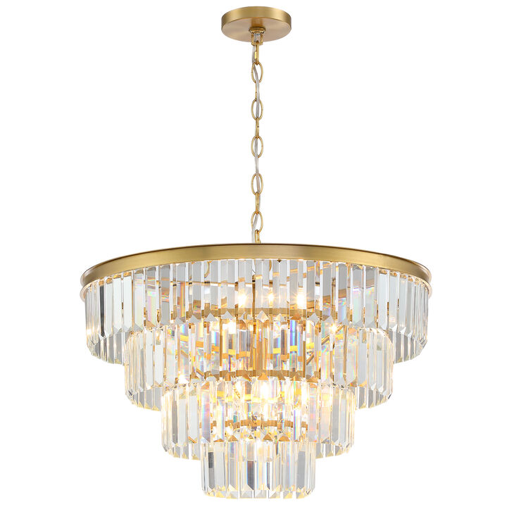 23 in. Glam Warm Gold 6-Light Dimmable Tiered Crystal Chandelier