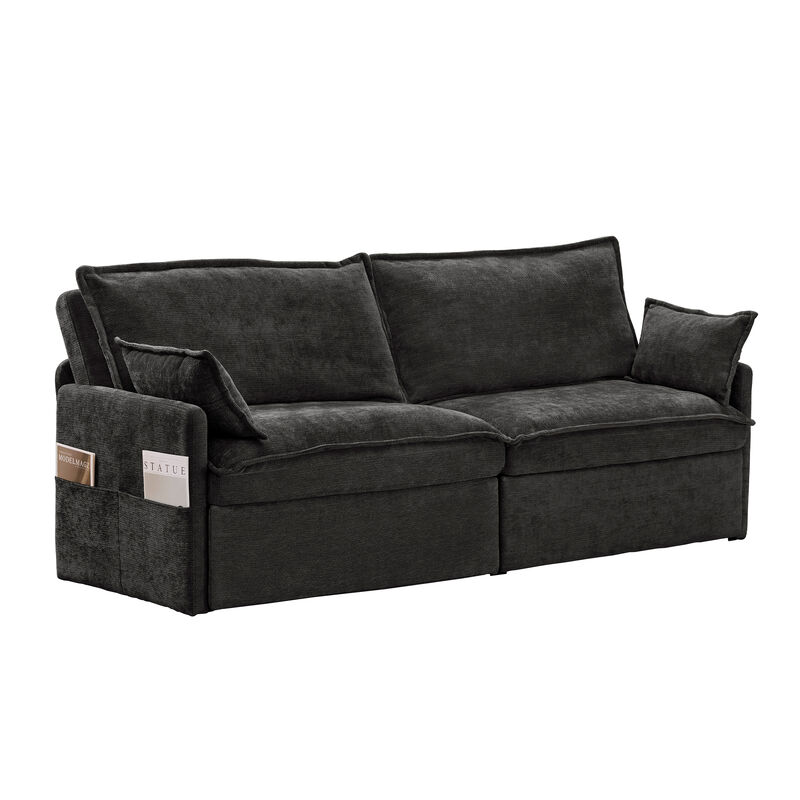 Whisen 73.6" Pull Out Sofa Bed, Convertible Sleeper Sofa Couch with Side Storage and USB/C-TYPE Charging image number 0