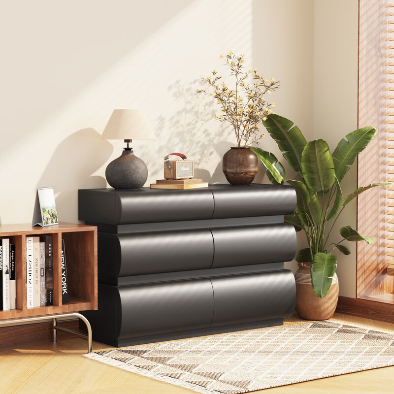 6 Drawer Dresser for Bedroom, White Dresser No Handle, Modern 6 Chest of Drawers with Wide Storage image number 3