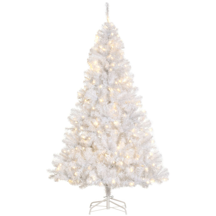 6' PVC Pre-lit Full Artificial Christmas Xmas Tree Metal Stand White