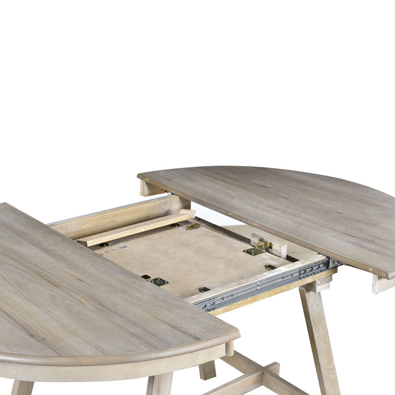 Merax Wood Round Extendable Dining Table